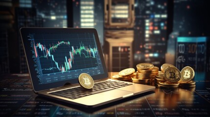 Aufkleber - Digital finance management with online tools and cryptocurrency symbols