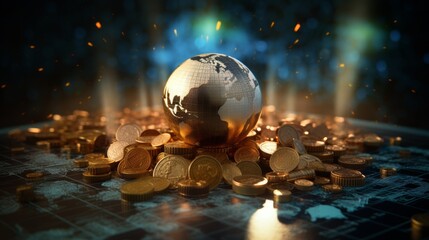 Aufkleber - International finance exchange market with different currencies and global markets