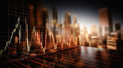 Aufkleber - Market forecast and strategy in finance with planning documents and trend lines