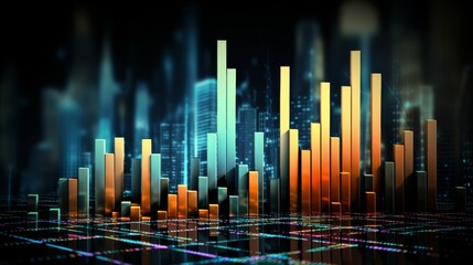 Aufkleber - Statistical data analysis in economics with bar charts and financial reports