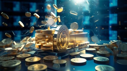 Poster - Transactions in wealth management represented by secure digital payments and financial documents