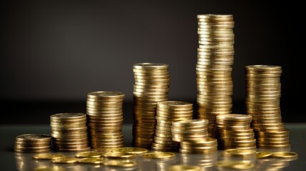 Aufkleber - Wealth growth strategies illustrated by stacks of money and rising investment graphs