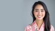 © pariketan - Japanese woman in traditional batik cloth isolated on gray copy space