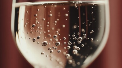 A glass of white wine with tiny bubbles at the surface perfectionism