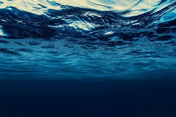 Wall Mural - underwater surface of dark blue ocean background with empty space and beautiful patterns for wallpap