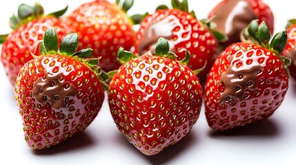 Closeup of Chocolate Covered Strawberries on White Background