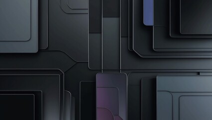 Poster -  Minimalist Black Geometric Abstract Background with Sharp Lines and Textured Surfaces