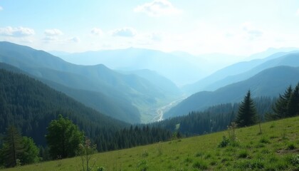 Wall Mural -  Majestic mountain vista a serene landscape