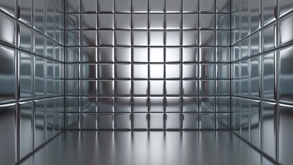 Poster - gray Geometric Abstract Blocks with Bright Light Shining Through, Tech-Inspired Pattern in a Modern Style