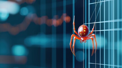 Spider hanging from a chart axis, symbolizing precision and attention to detail