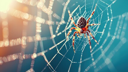 Spider in a web, isolated to focus on intricate web design