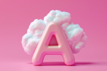 A pink cloud with a letter A in the middle