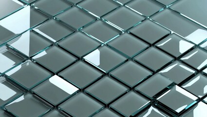 Poster - abstract blue geometric pattern with overlapping squares, featuring a smooth gradient for futuristic