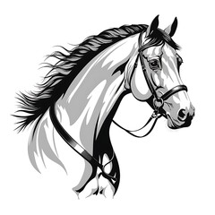 Naklejka na meble Galloping grey horse in motion black and white vector illustration