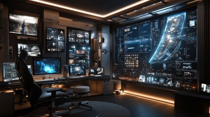 Poster - High-tech urban studio with sleek design.