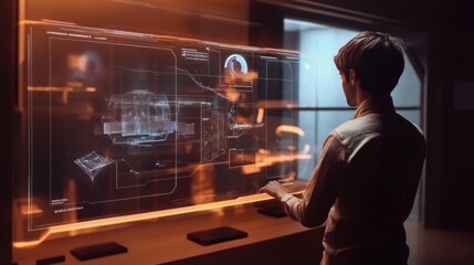 Poster - Holographic projector displaying 3D models.