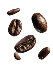 Sticker - Falling coffee beans isolated on png background