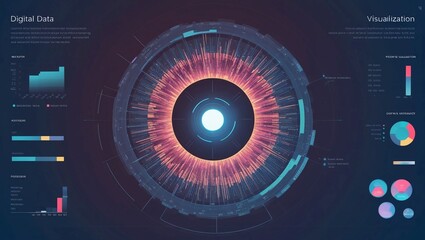 Poster -  Digital Data Visualization with Futuristic Circular Interface Design
