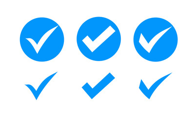 blue checkmark icon, checkbox icon set. circle checkmark icon .true, accept checkmark icon, checklist vector sign