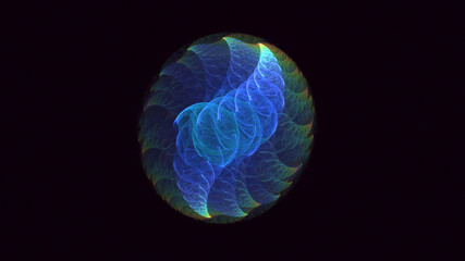Poster - 3d manual rendering abstract blue fractal light background. its not ai generatd illustration.