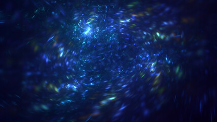 Poster - 3d manual rendering abstract blue fractal light background. its not ai generatd illustration.
