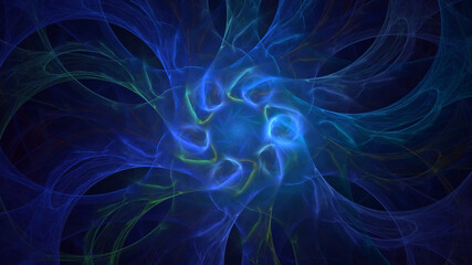 Poster - 3d manual rendering abstract blue fractal light background. its not ai generatd illustration.