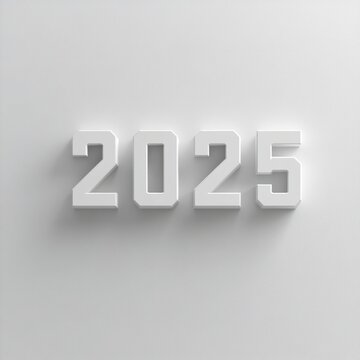 Happy New Year 2025.  2025 white symbol bold letters 3d-illustration