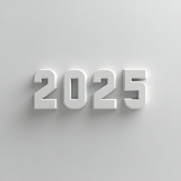 Happy New Year 2025.  2025 white symbol bold letters 3d-illustration