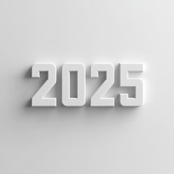Happy New Year 2025.  2025 white symbol bold letters 3d-illustration