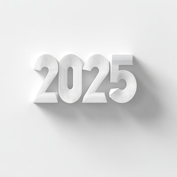 Happy New Year 2025.  2025 white symbol bold letters 3d-illustration