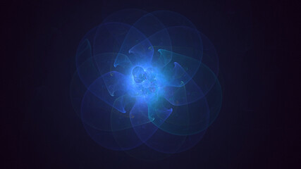 Poster - 3d manual rendering abstract blue fractal light background. its not ai generatd illustration.