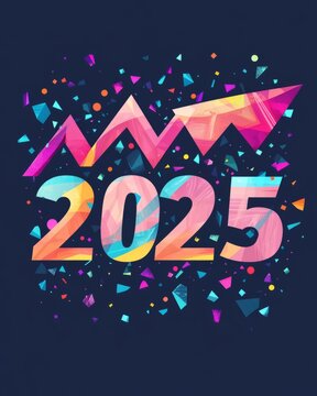 2025 typography design concept.Happy new year 2025 cover design with stylish and nice colors for banners, posters and greetings