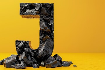 Wall Mural - A large chunk of rock that has been carved into the letter J