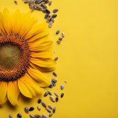 Sticker - sunflower on a yellow