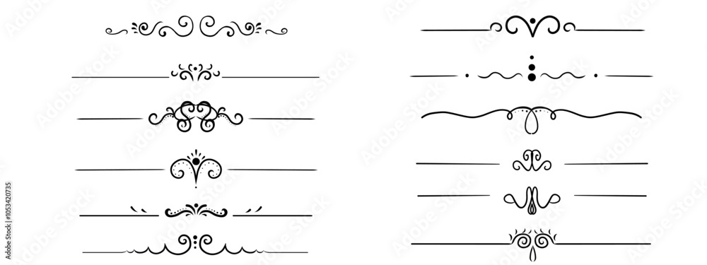 Chapter Swirls Vintage divider thin lines with elegant swirls for text or chapter ...