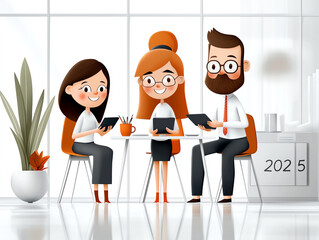 Poster - A diverse team engages in brainstorming for revenue growth trends collaborating in a modern workspace environment