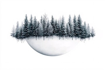 Poster - winter wonderland snow globe, snow-covered trees, isolated on white, peaceful vibe, watercolor style