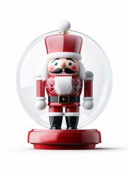 Poster - Snow globe with festive nutcracker, holiday decor, isolated on white, watercolor style