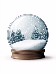 Poster - Snow globe with sparkling holiday garland, isolated on white, cozy Christmas feel, watercolor style