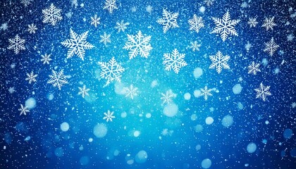 Wall Mural - snow background blue. christmas snowfall with defocused flakes. winter concept with falling