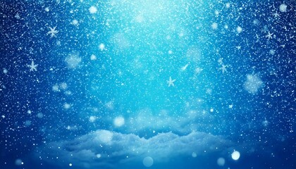 Wall Mural - snow background blue. christmas snowfall with defocused flakes. winter concept with falling
