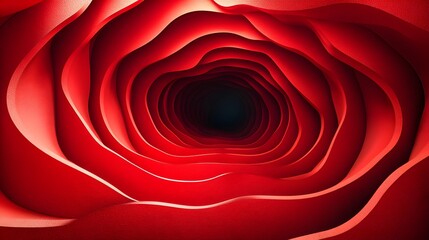 Captivating Optical Illusion with Swirling Red Geometric Shapes Creating 3D Depth Effect