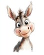 © Robert Kneschke - Cute happy donkey cartoon illustration in watercolor style perfect for nursery and children's room decor