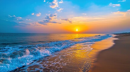 Poster - Stunning Sunset Over Calm Ocean Waves