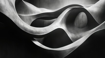 Poster - Monochrome abstract lines and curves