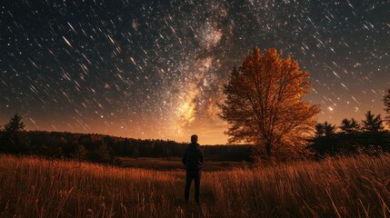 Wall Mural - Observing fall constellations.