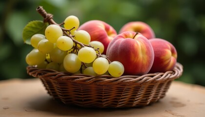 Sticker -  Fresh fruit basket with apples and grapes