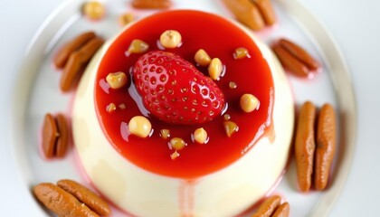 Poster -  Delicious dessert with strawberry and nuts