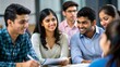 © N7 - Indian students engaged in a lively discussion during a class.