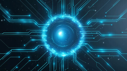 Poster -  Abstract Digital Network with Interconnected Glowing Nodes and Lines